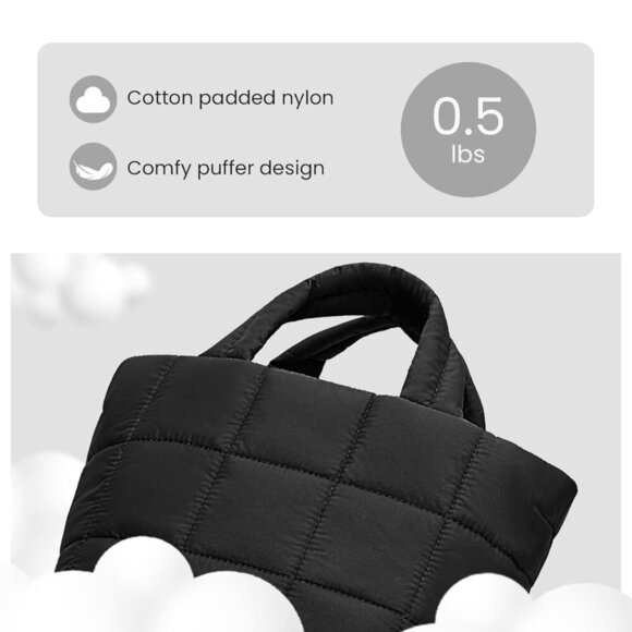 Chic Mini Puffer Tote Bag - Spacious Lightweight Purse for Daily Essentials - Picture 3 of 7